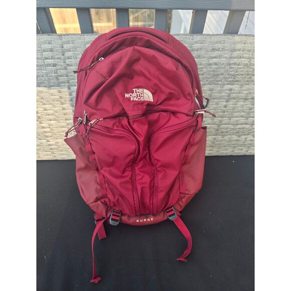 The North Face Burgundy Women's Surge Flex Vent Backpack - Picture 1 of 16